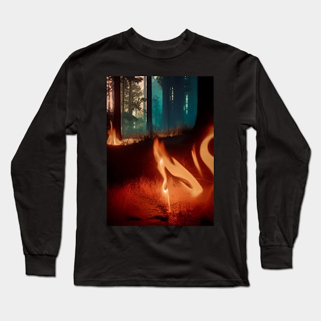 Fire In The Forest. Long Sleeve T-Shirt by SALOX